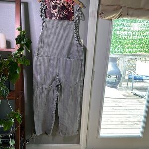 Black and White Striped Overalls